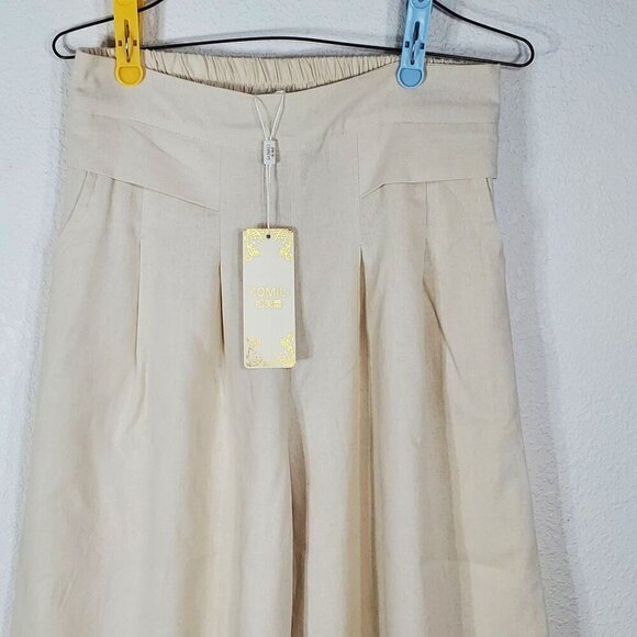Komili Womens Wide Leg Palazzo Beige Pants Size Asian 2XL Dress Pants - Picture 8 of 12